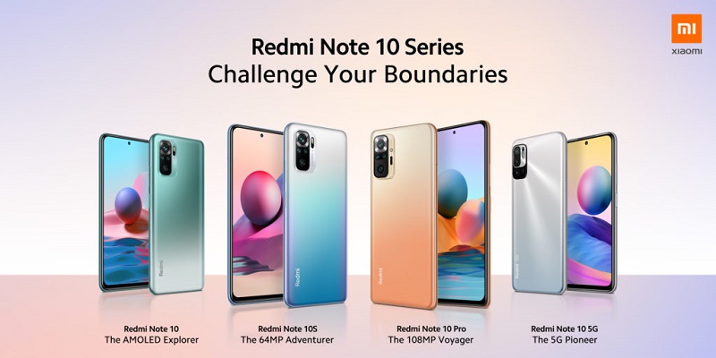 Redmi Note 10 Pro, Redmi Note 10S, Redmi Note 10, and Redmi Note 10 5G